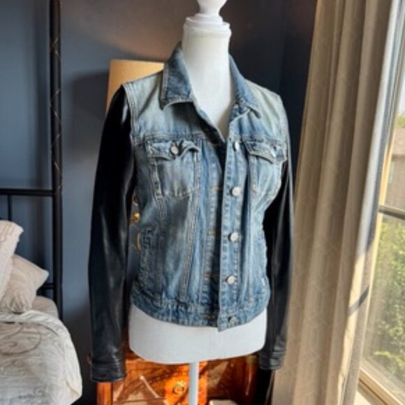 Talula Aritzia Denim and Vegan Leather Jacket - Picture 3 of 12